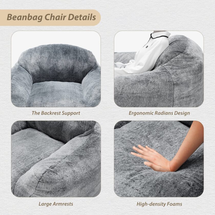 Homguava Giant Bean Bag Chair with Armrests - Image 2