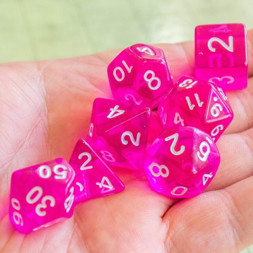 Transparent Pink Raspberry Dice - Image 6