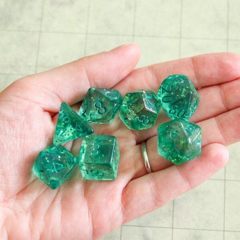 Green Glint Dice Set