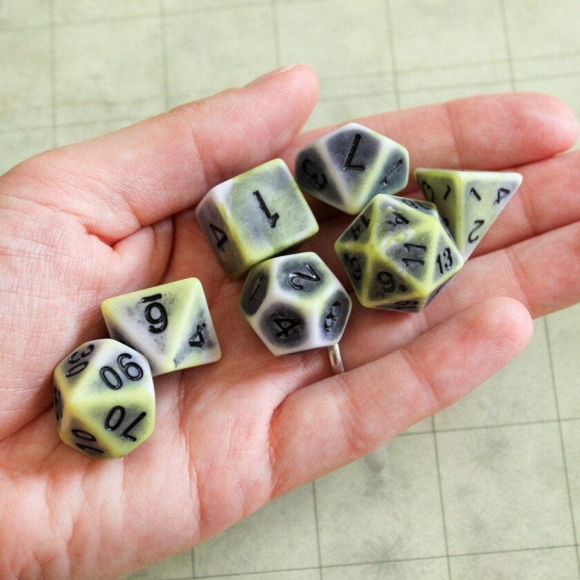 Archaic Yellow Green Dice Set - Image 6