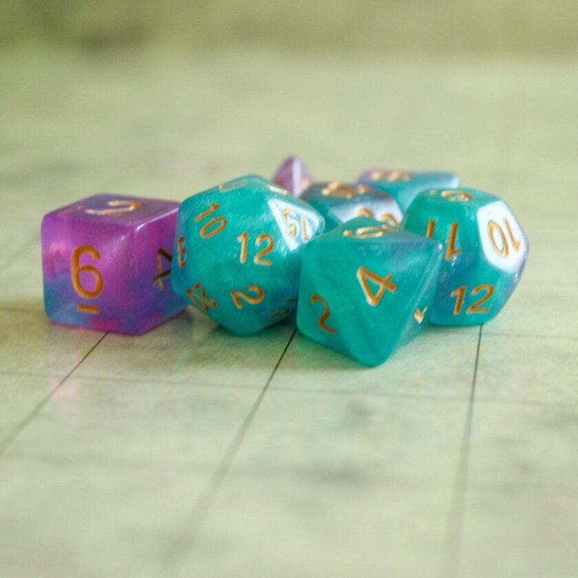 Purple and Blue Mermaid Dice Set - Image 3