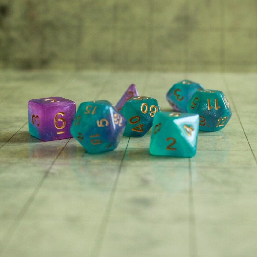 Purple and Blue Mermaid Dice Set - Image 2