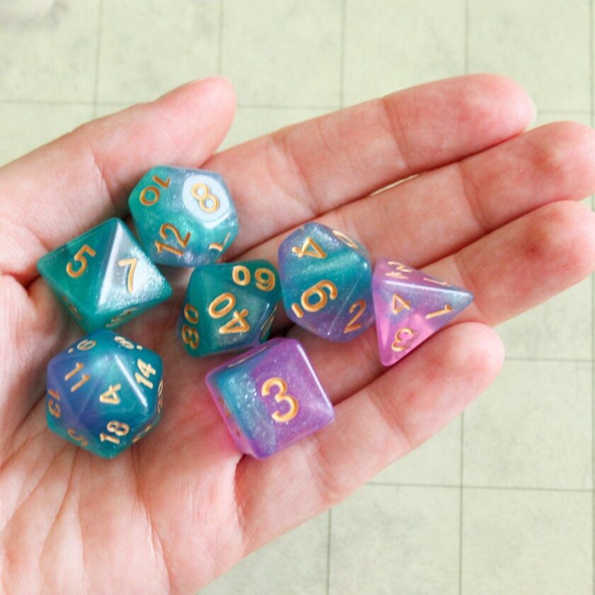 Purple and Blue Mermaid Dice Set - Image 5