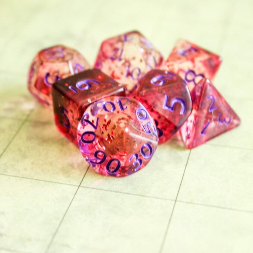 Dark Red Glint DnD Dice Set