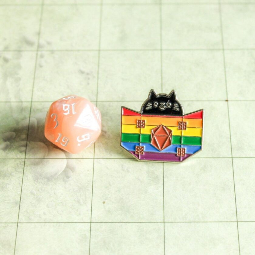 Rainbow Pride Dungeon Meowster Cat Pin - Image 3