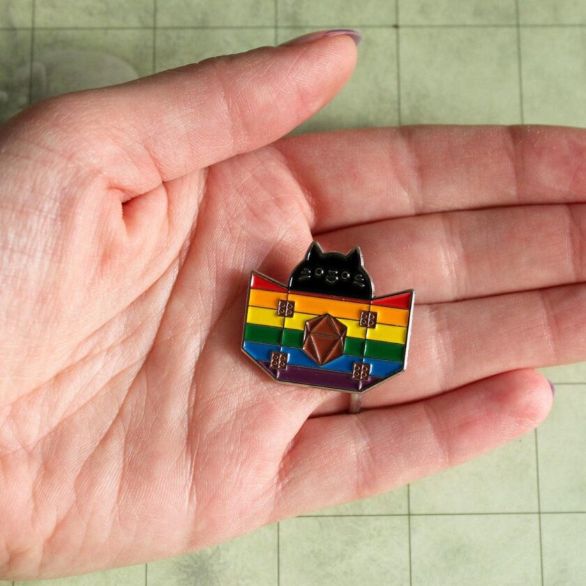 Rainbow Pride Dungeon Meowster Cat Pin - Image 4