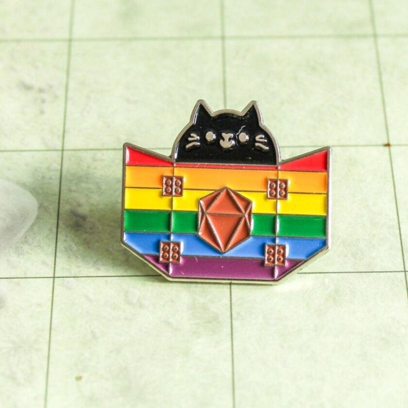 Rainbow Pride Dungeon Meowster Cat Pin