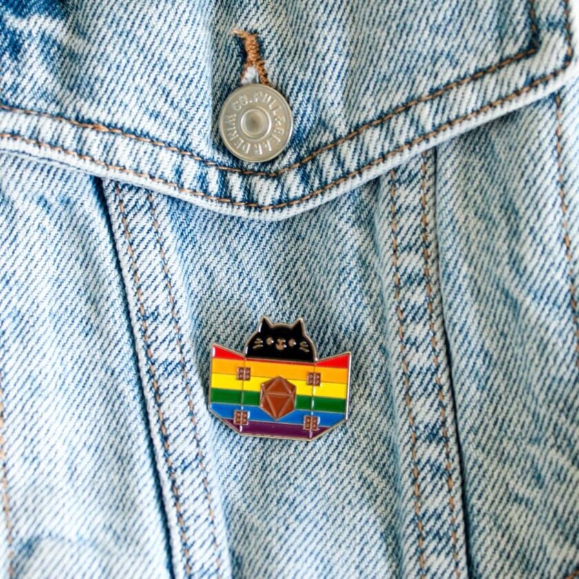 Rainbow Pride Dungeon Meowster Cat Pin - Image 5