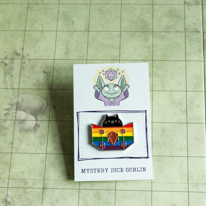 Rainbow Pride Dungeon Meowster Cat Pin - Image 2