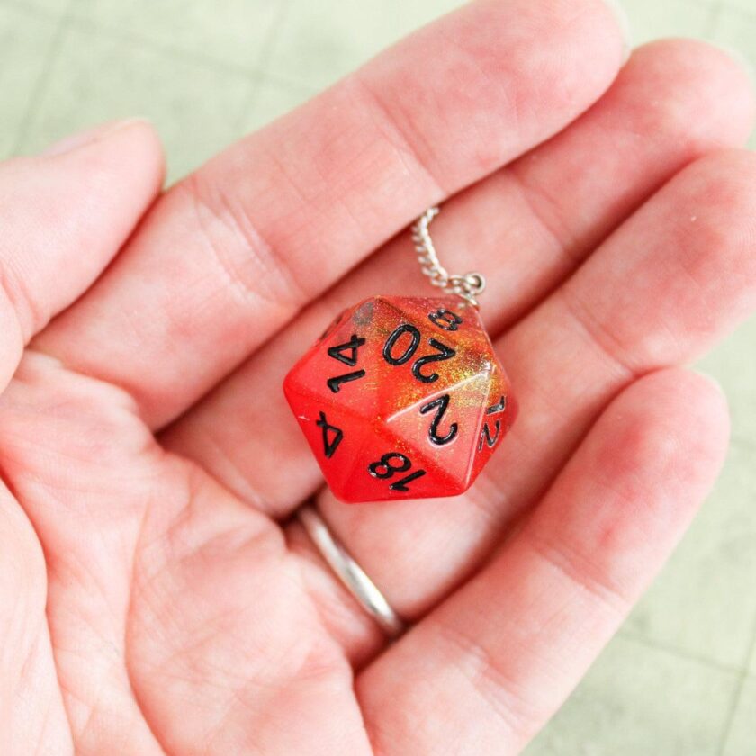 Orange and Red D&D D20 Dice Earrings - Image 3