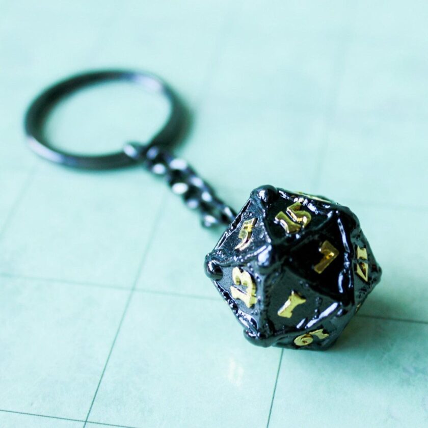 D20 Dice Black Metal Keyring