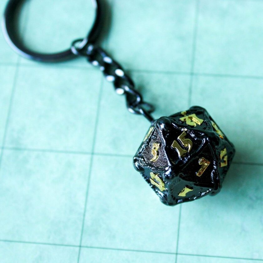 D20 Dice Black Metal Keyring - Image 4