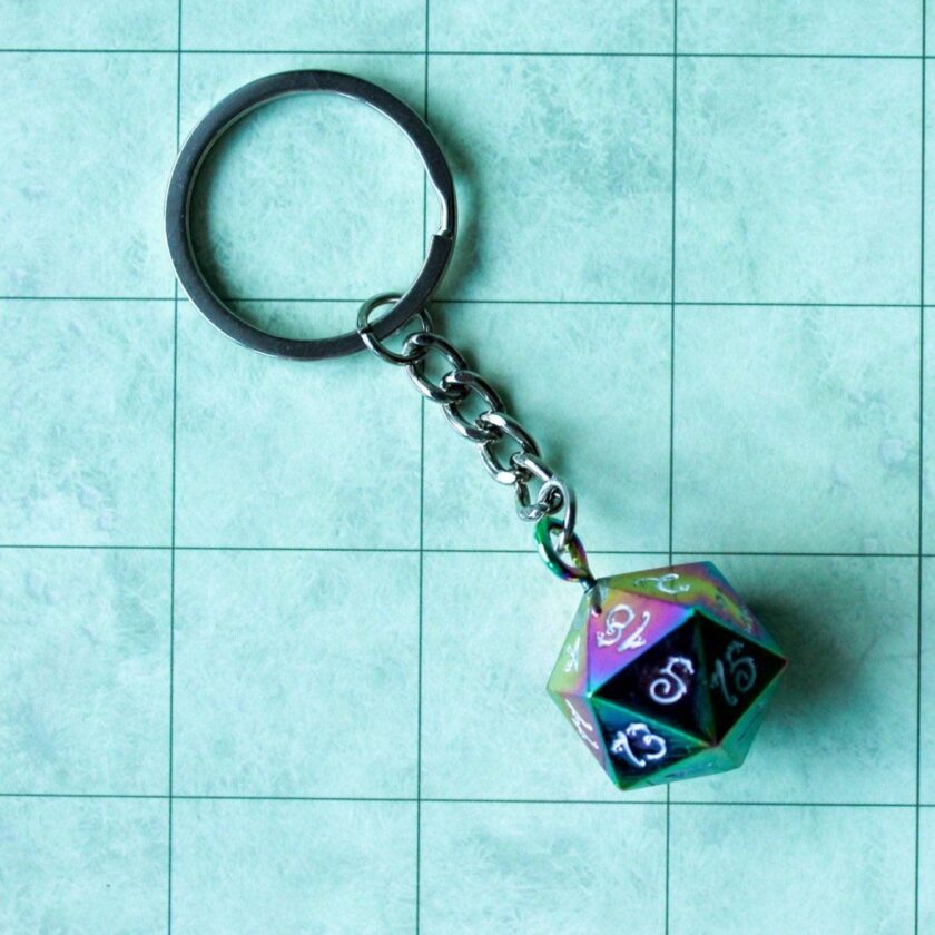 D20 Dice Metal Rainbow Keyring - Image 4