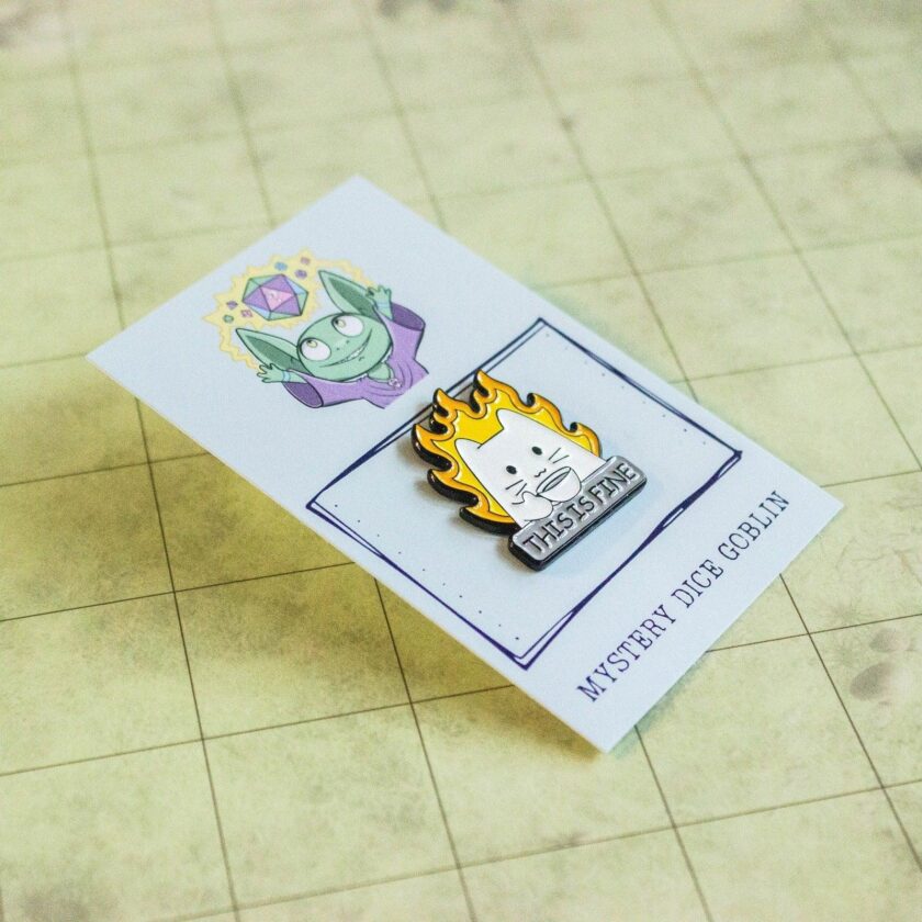 Gift This Is Fine White Cat Pin - Image 3