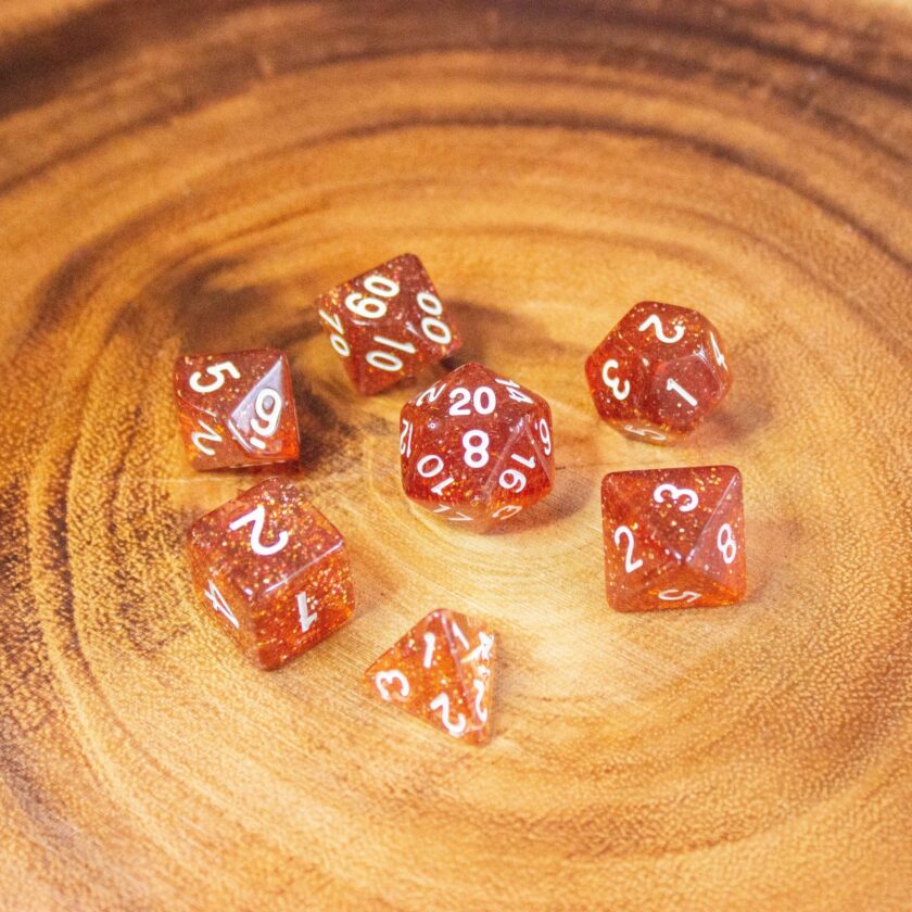 Amber Shimmer Dice Set