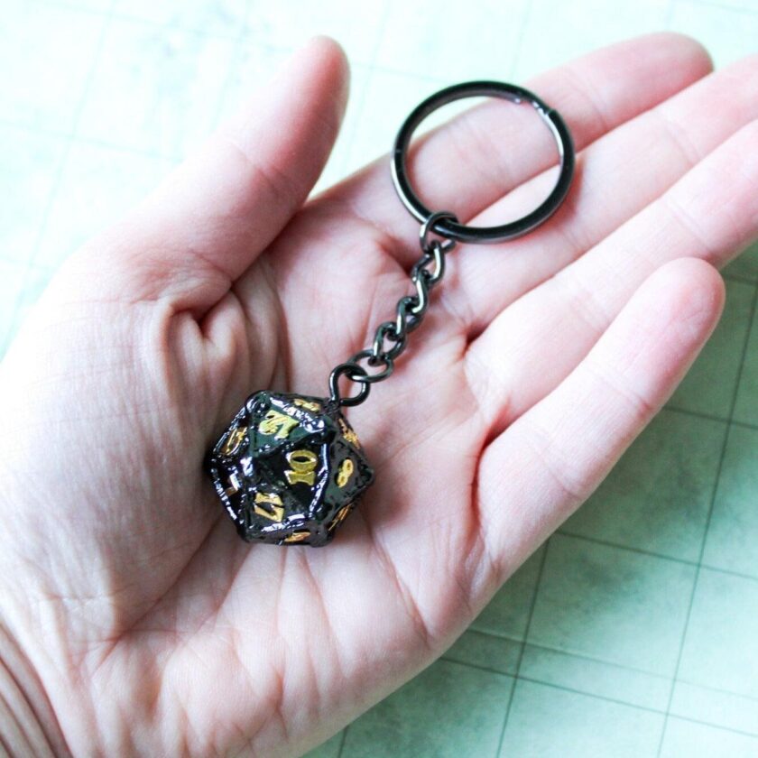 D20 Dice Black Metal Keyring - Image 3