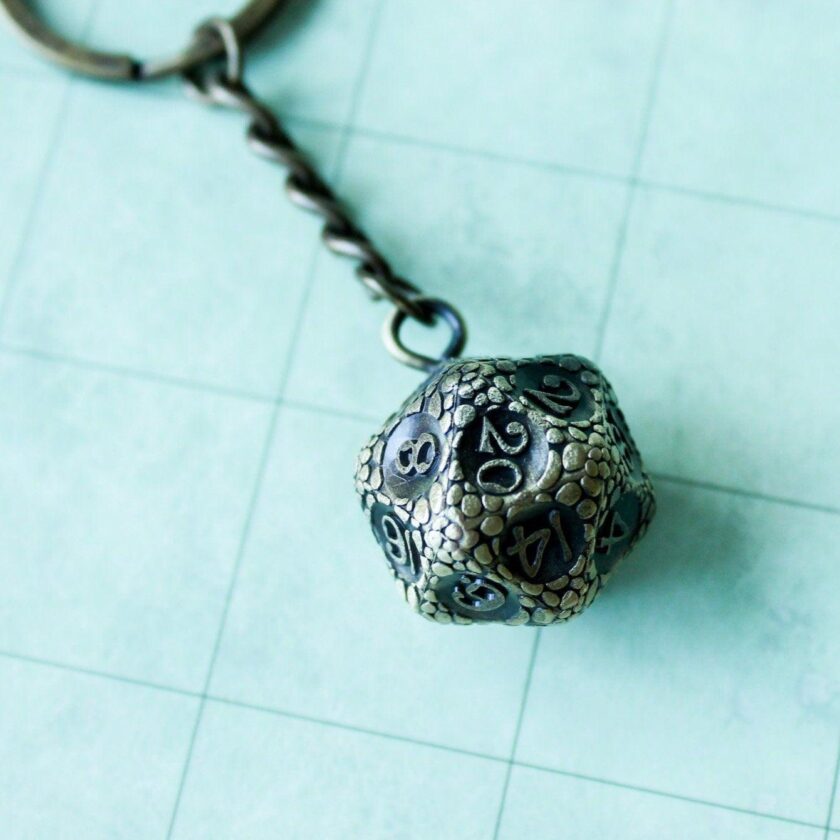 D20 Dice Dragon Scale Keyring