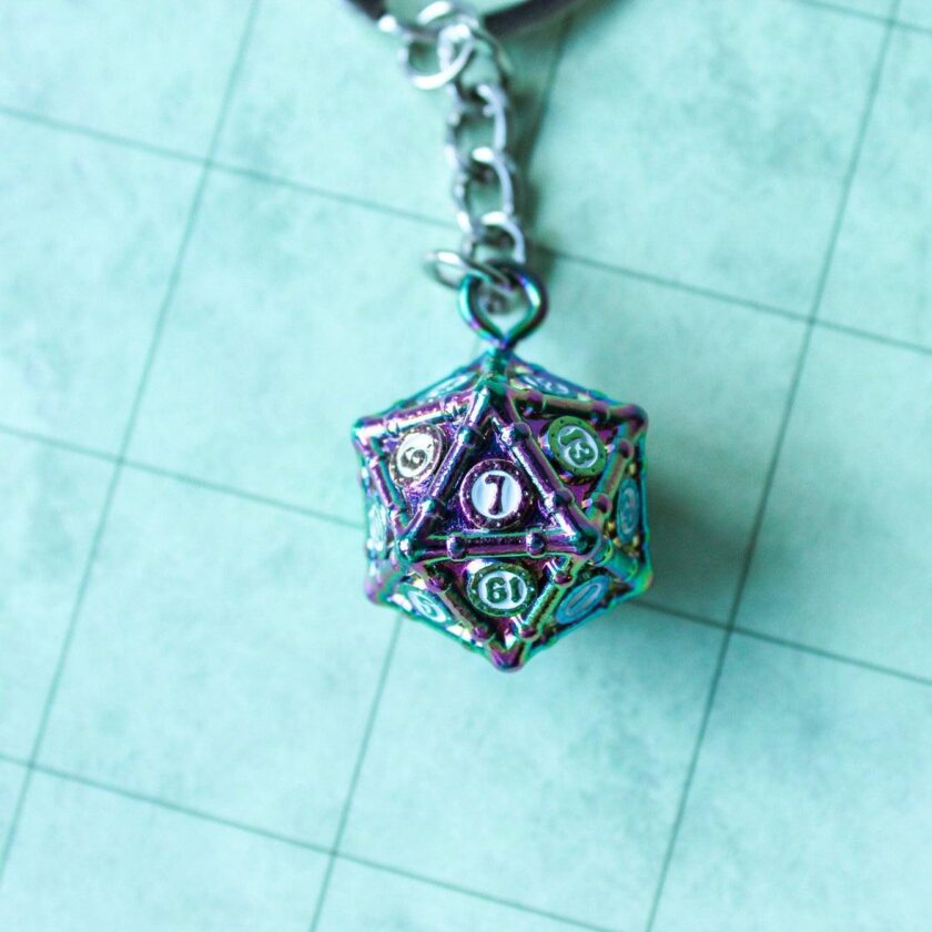 D20 Dice Rainbow Crypt Keyring