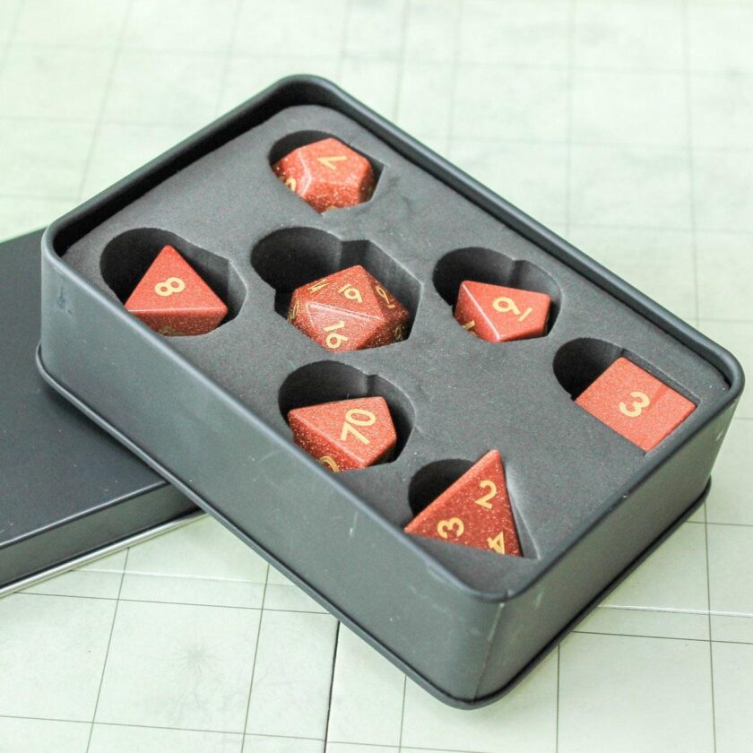 Orange Glitter Crystal Dice Set - Image 3