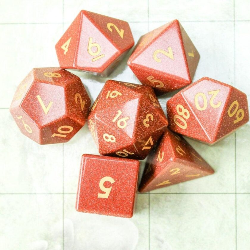 Orange Glitter Crystal Dice Set - Image 6