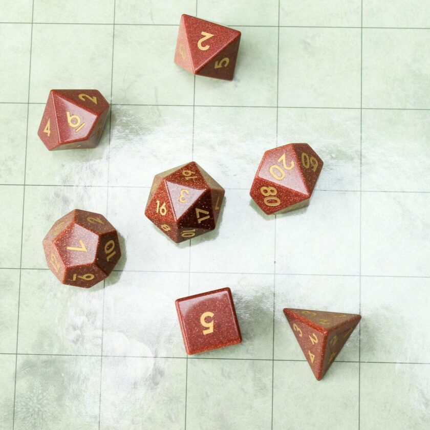 Orange Glitter Crystal Dice Set - Image 5