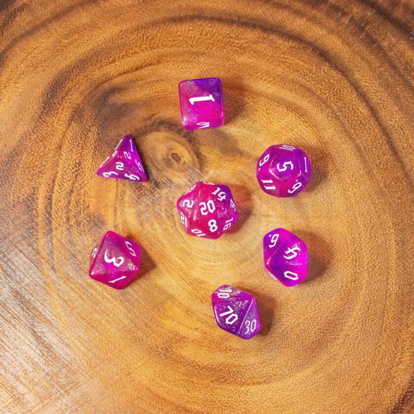 Fog Pink Violet Glitter Dice - Image 5