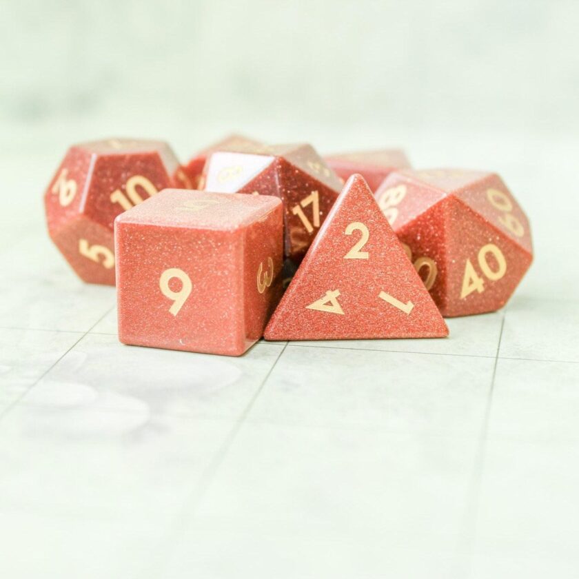 Orange Glitter Crystal Dice Set - Image 2