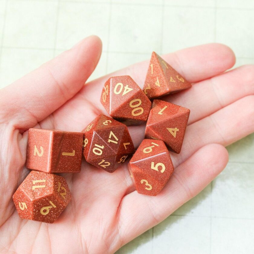 Orange Glitter Crystal Dice Set - Image 4