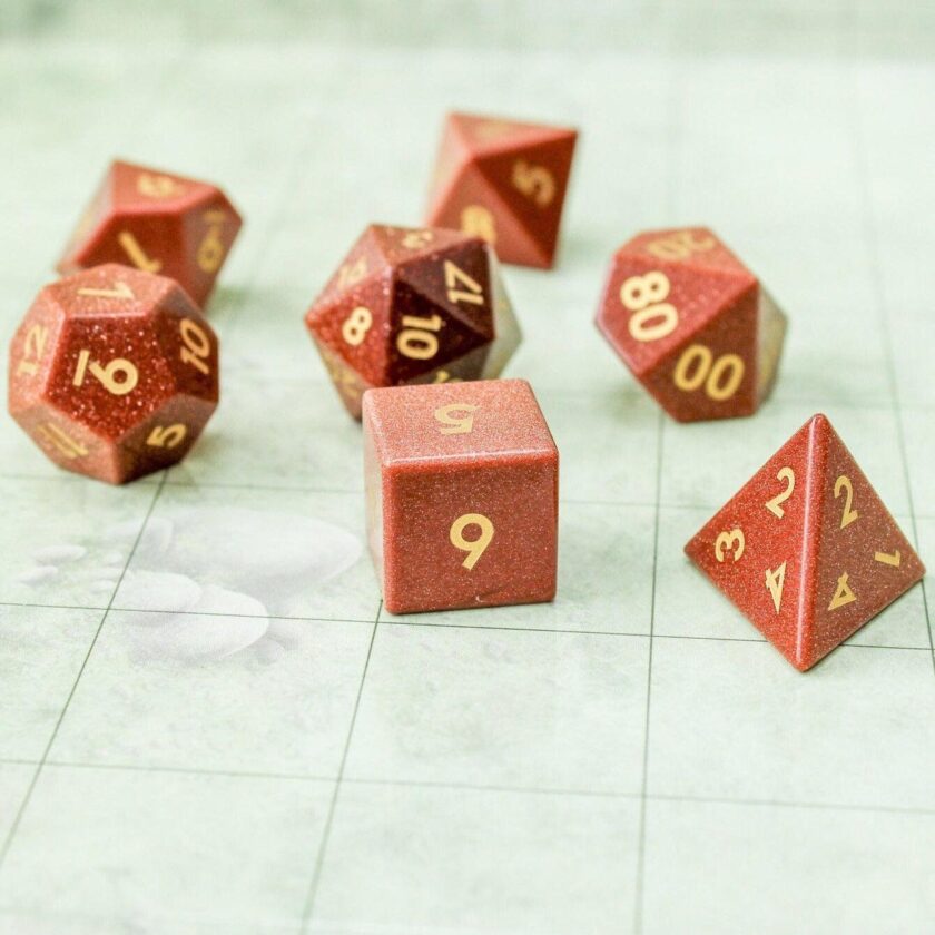 Orange Glitter Crystal Dice Set