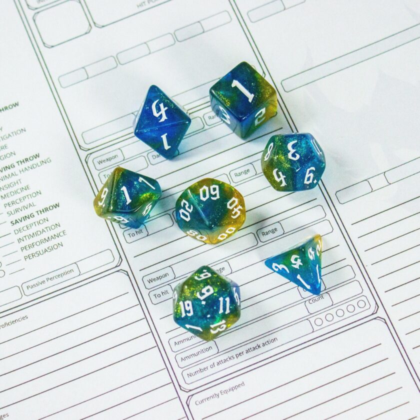 Blue and Yellow Fog Dice