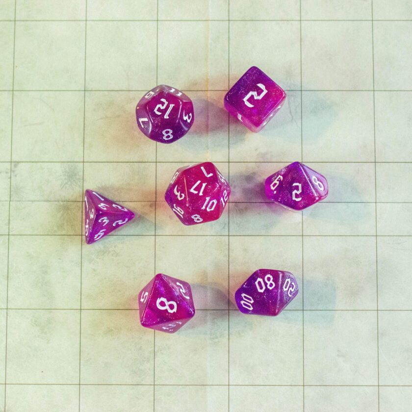 Fog Pink Violet Glitter Dice - Image 2