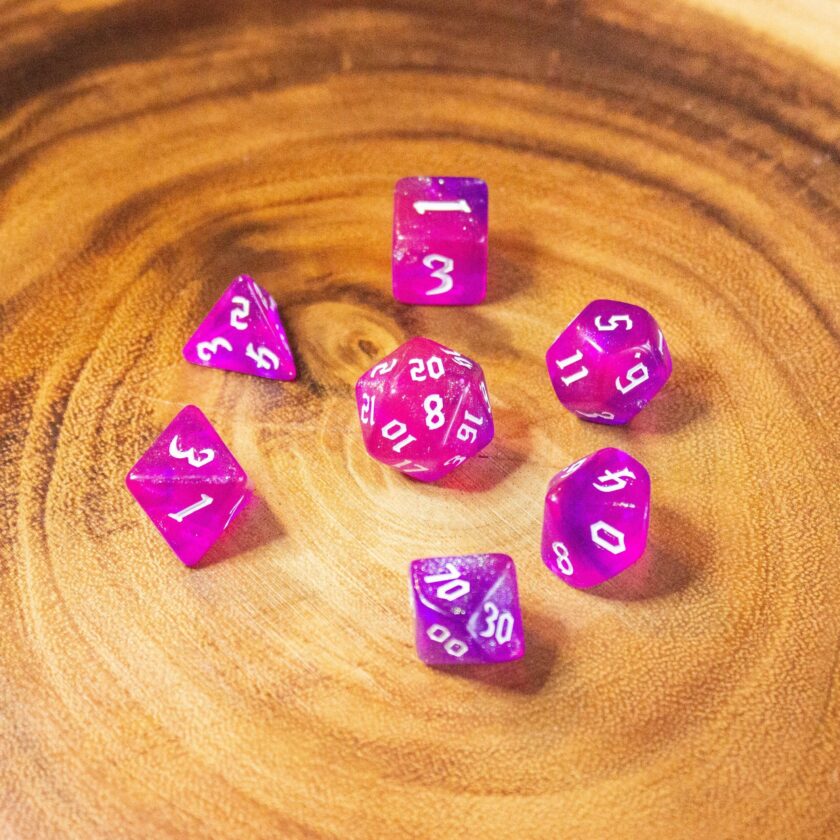 Fog Pink Violet Glitter Dice - Image 4