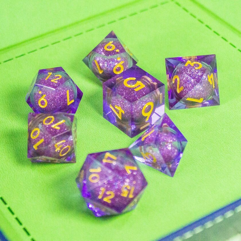 Purple Liquid Core Shimmer Glitter Dice