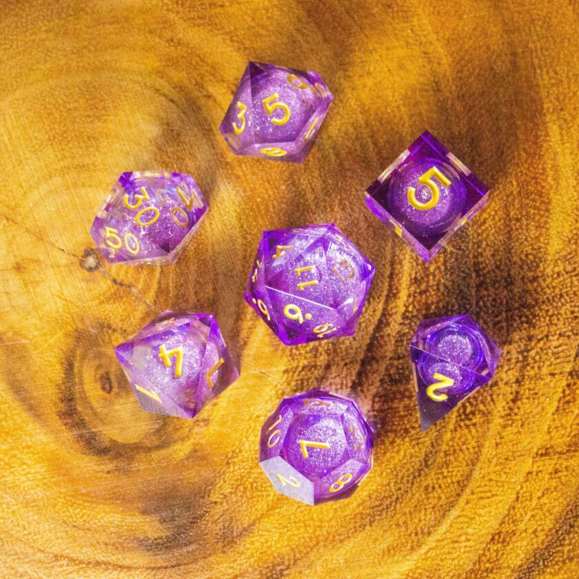 Purple Liquid Core Shimmer Glitter Dice - Image 3