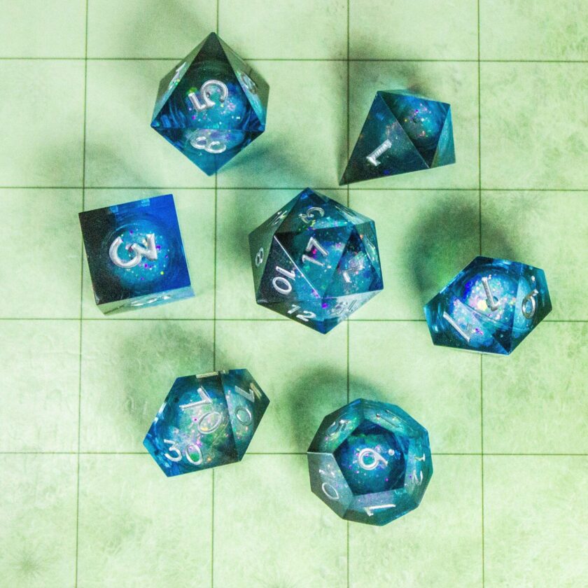 Blue Liquid Core Shimmer dnd Dice Set - Image 2