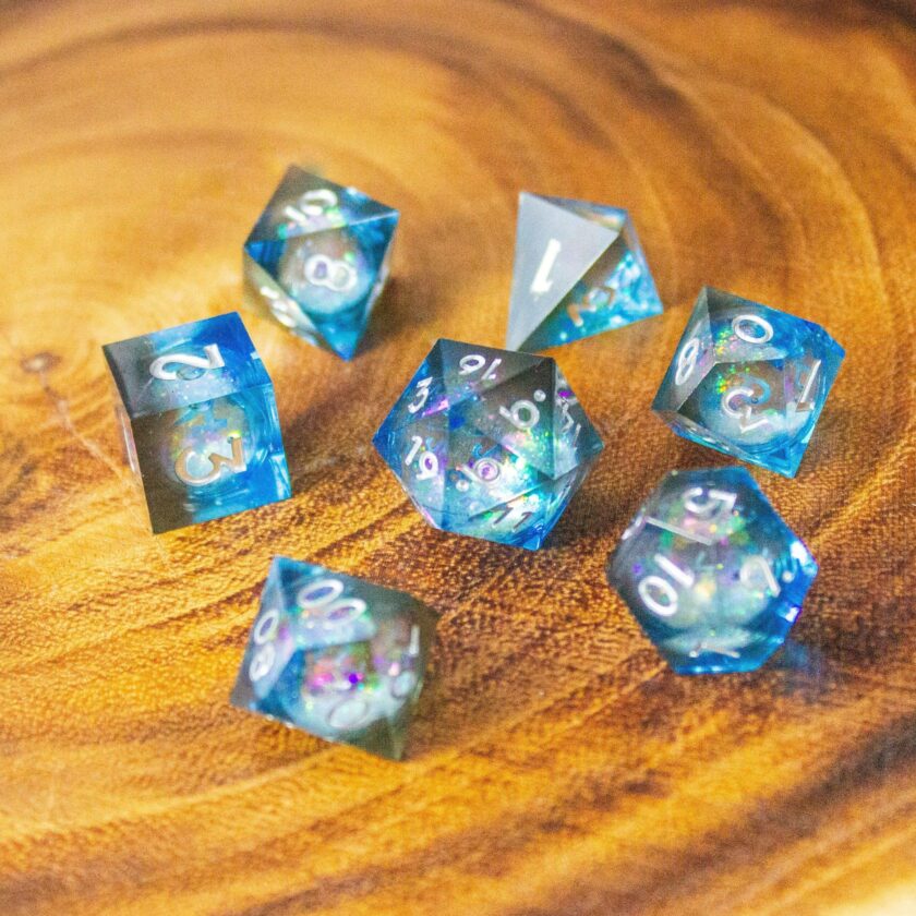 Blue Liquid Core Shimmer dnd Dice Set - Image 6