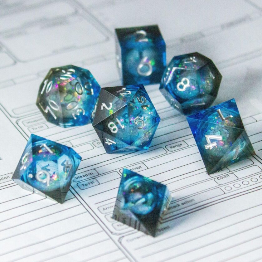 Blue Liquid Core Shimmer dnd Dice Set - Image 7