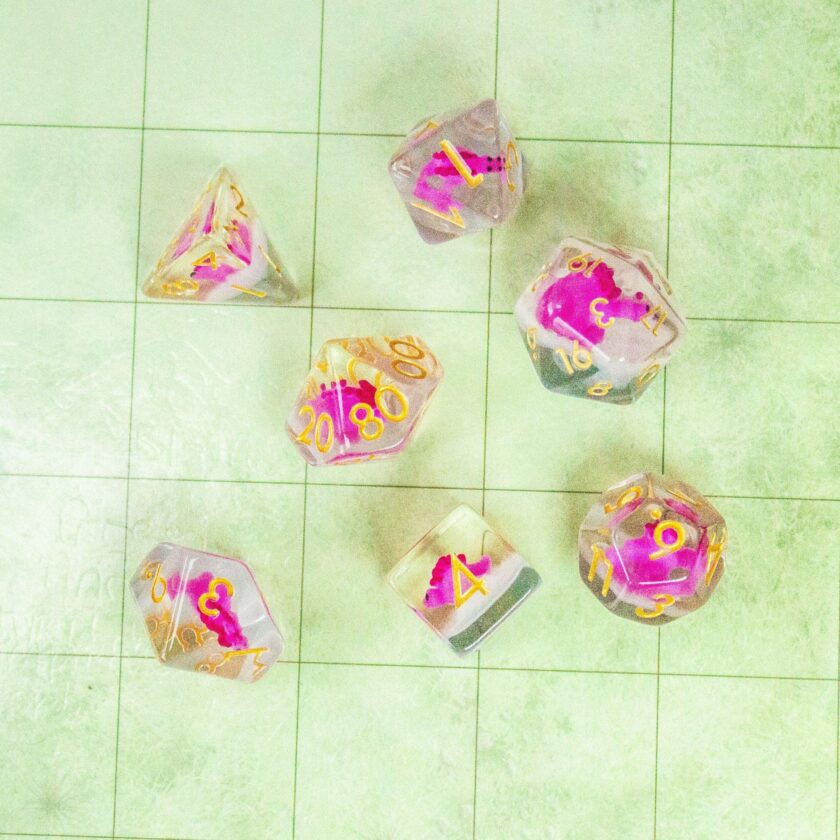 Pink Dinosaurs Filled Dice Set - Image 2