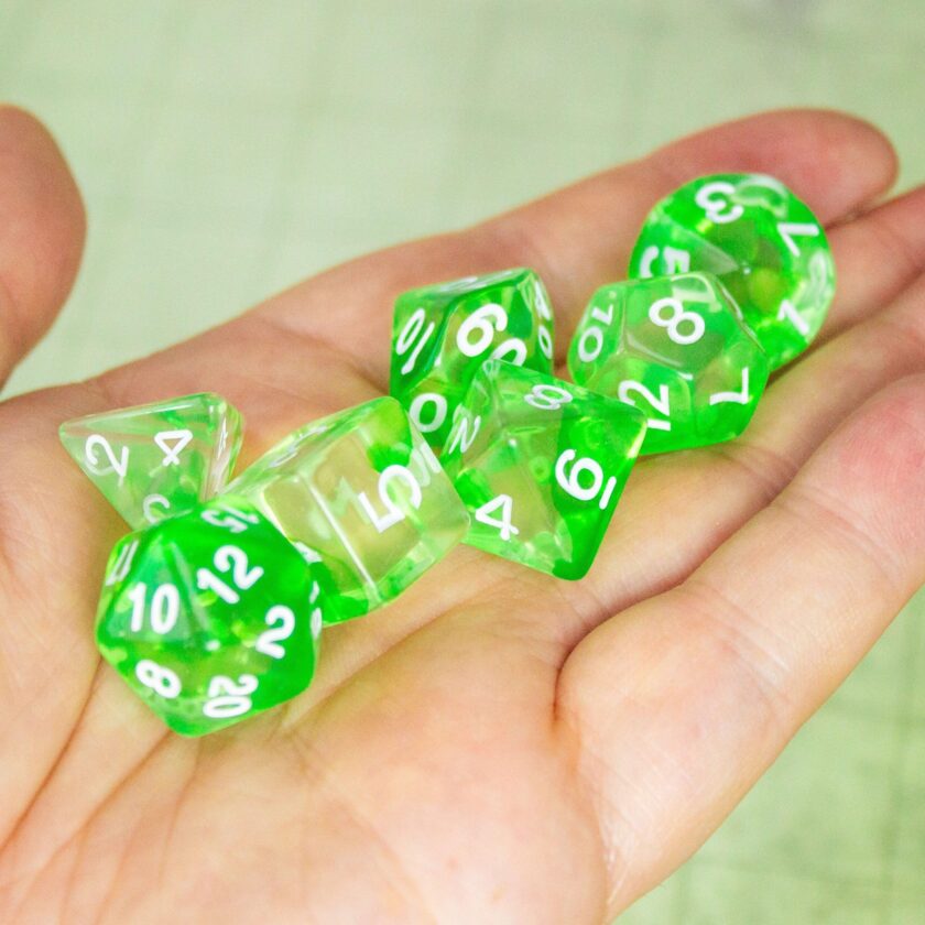 Green and White Swish Two Tone Dice - Image 3