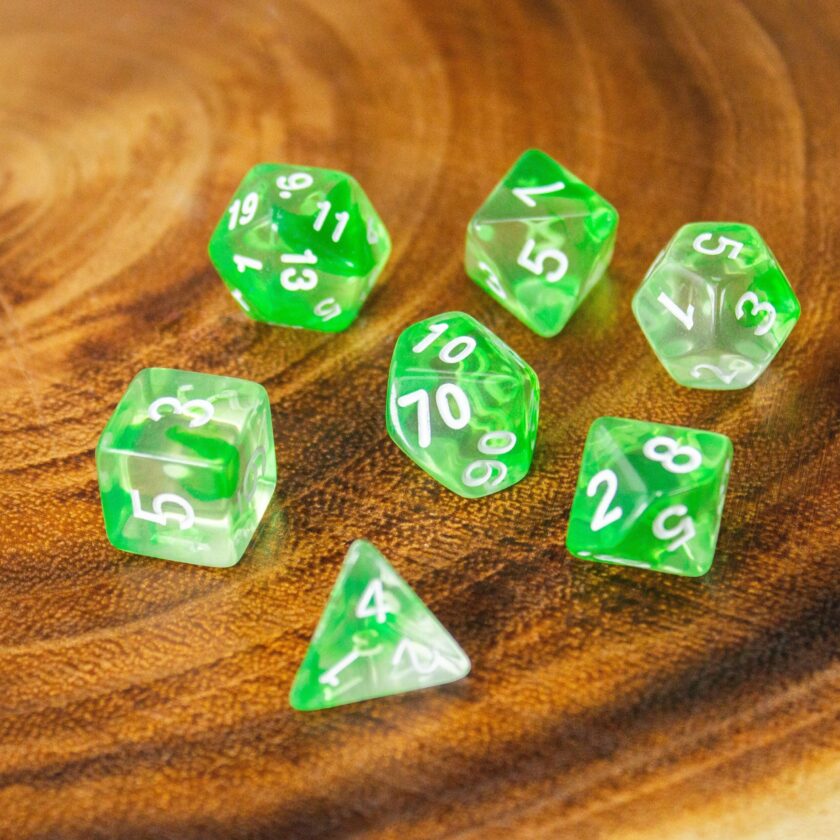 Green and White Swish Two Tone Dice