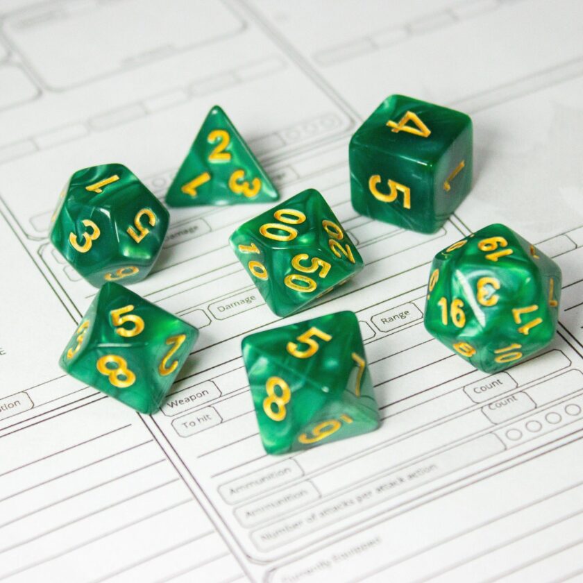 Pearl Peacock Green Dice Set - Image 4