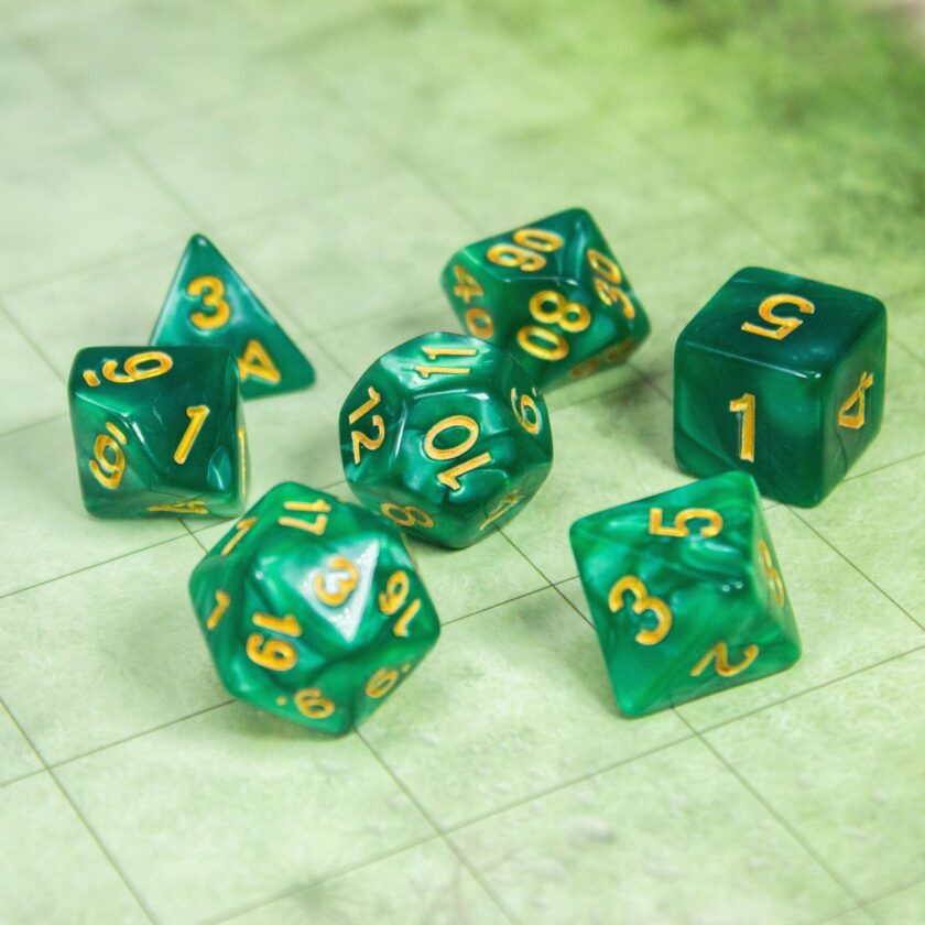 Pearl Peacock Green Dice Set - Image 5