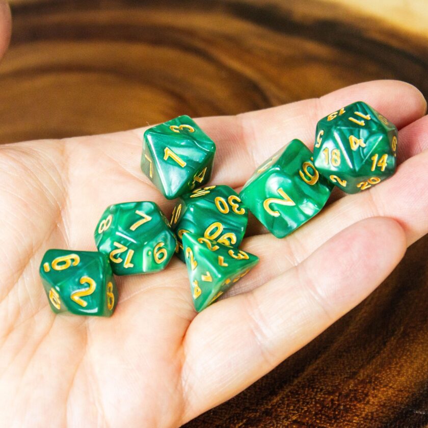 Pearl Peacock Green Dice Set - Image 6