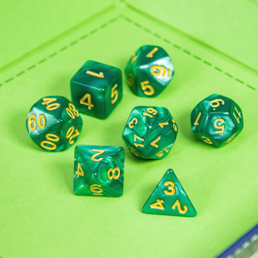 Pearl Peacock Green Dice Set - Image 7