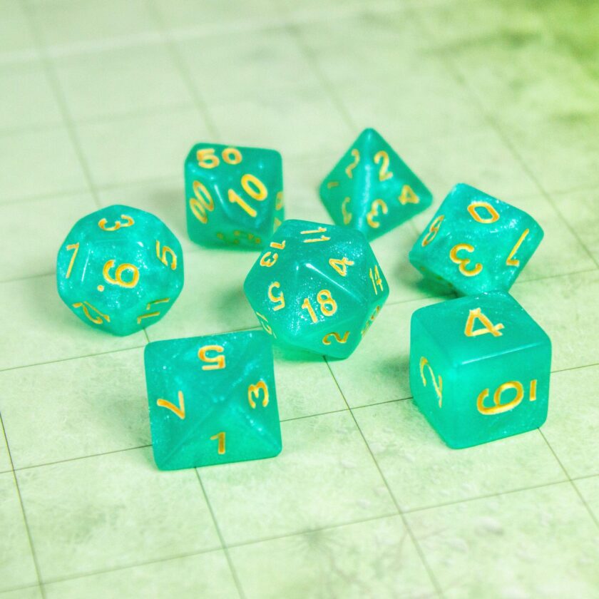 Turquoise Shimmer Dice Set - Image 4