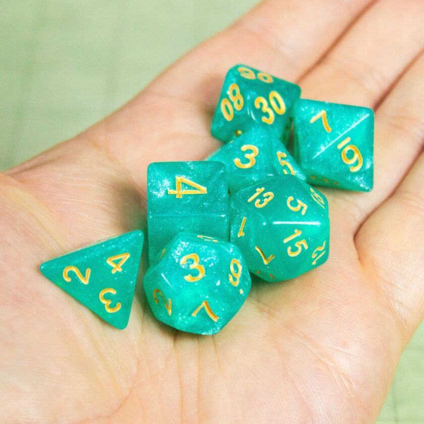 Turquoise Shimmer Dice Set - Image 2