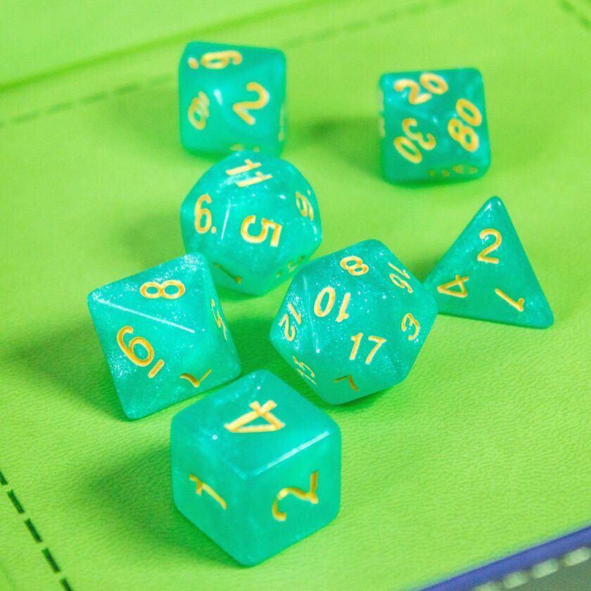 Turquoise Shimmer Dice Set - Image 6