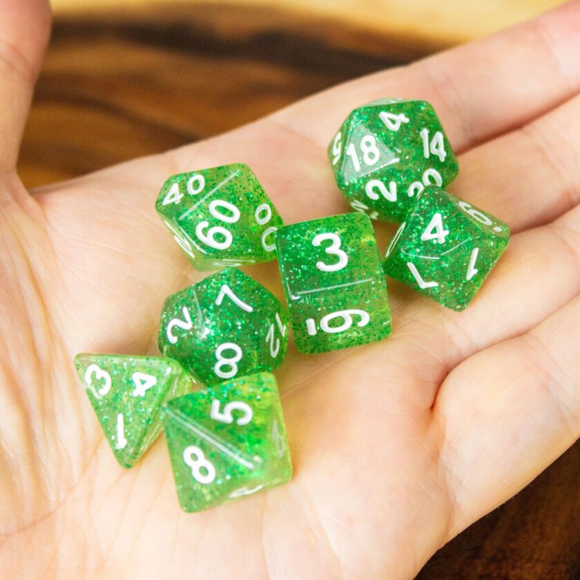 Jade Green Shimmer Dice Set - Image 2