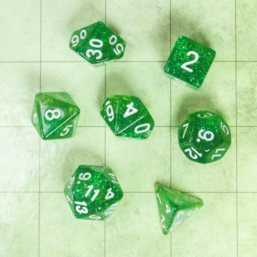 Jade Green Shimmer Dice Set - Image 3