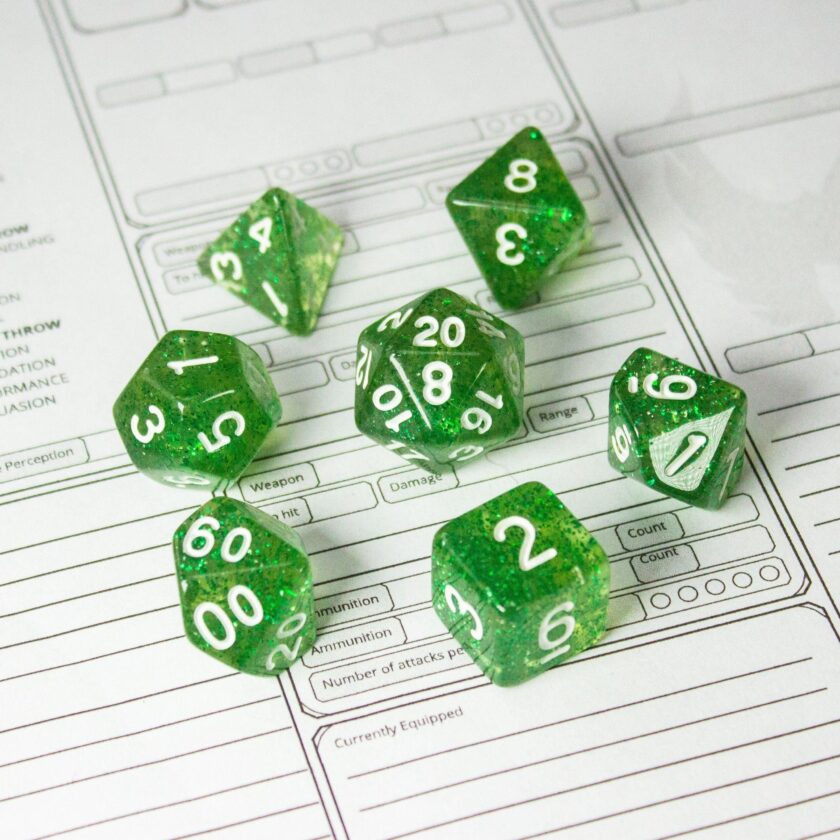 Jade Green Shimmer Dice Set - Image 6